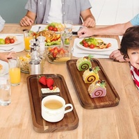 Plateau de service rétro en bois écologique pour le thé, les fruits, les légumes, le pain, les desserts, les gâteaux, vaisselle pour la maison