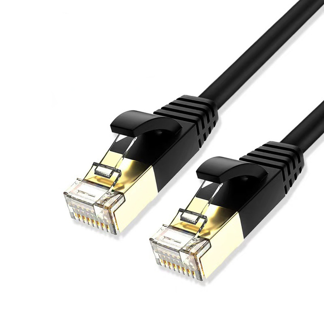 High Speed CAT7 Shielded Flat Network Cable Pure Copper 10 Gigabit Indoor Home LAN Patch Cord Anti-Interference Design
