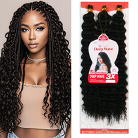 Cheveux synthétiques pour tresses au crochet Ocean Wave 3X Deep Wave 300g - Cheveux ondulés et bouclés pour tresses bohèmes - Fibre haute température