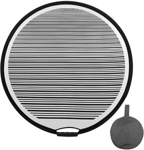Panneau réflecteur de lumière PDR circulaire rayé extra large de 80 cm, flexible, pliable et portable, conçu pour la réparation de bosses de véhicules - Product Image 1
