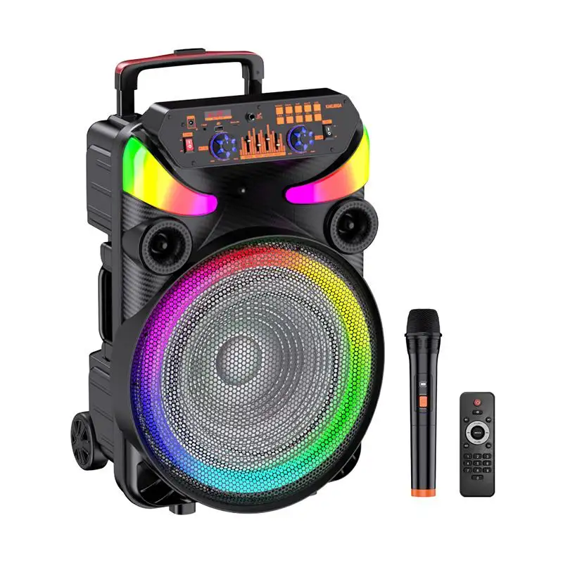 KAKUSIGA 2023 Full translucent speaker with flame light 40W 15 inch bass active karaoke system speaker audio system sound