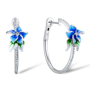 Orecchini a forma di fiore per donna, eleganti gioielli floreali alla moda - Product Image 1