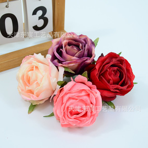 Fleurs artificielles réalistes en soie Dongchen Crafts, roses à bords brûlés simulés, pour décorations de mariage et bouquets de mariée - Product Image 4
