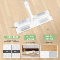 Serpillère plate jetable non tissée blanche glacée avec manche en aluminium pliable et essorage, haute absorption, 2 paquets de recharges
