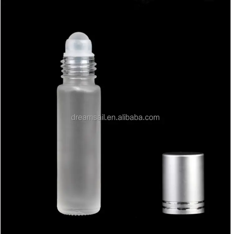 Rolo longo de tubo de vidro fosco, rolo de vidro transparente de alta qualidade de 10ml na garrafa de óleo essencial com rolo de aço inoxidável