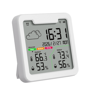 Station météo intelligente connectée au Wi-Fi, thermomètre intérieur/extérieur, hygromètre avec moniteur UV, prévisions météorologiques, réveil - Product Image 1