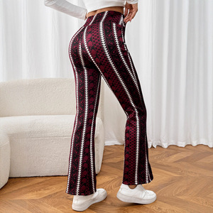 <span class=keywords><strong>Pantalon</strong></span> <span class=keywords><strong>évasé</strong></span> chaud imprimé en <span class=keywords><strong>velours</strong></span> côtelé polyester élasthanne rembourré taille haute coupe ample pour <span class=keywords><strong>femme</strong></span>, style européen, collection transfrontalière 2025 - Product Image 2