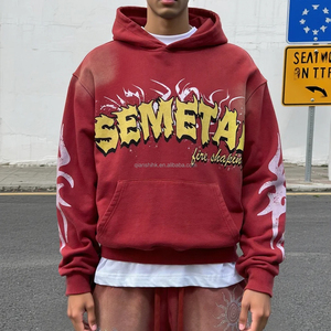 Sudadera con capucha con serigrafía de Primavera de alta calidad, sudaderas con capucha personalizadas de gran tamaño, ropa de calle Unisex, sudaderas con capucha gráficas de lavado ácido - Product Image 2