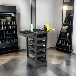 Điện thoại di động màu đen Salon xe đẩy chất lượng salon đồ nội thất thiết bị xe đẩy giỏ hàng vẻ đẹp sử dụng nhựa PP vật liệu nhà với 4 bánh xe