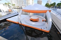 Île flottante gonflable d'extérieur personnalisée avec toit, ponton gonflable avec transat aquatique à vendre