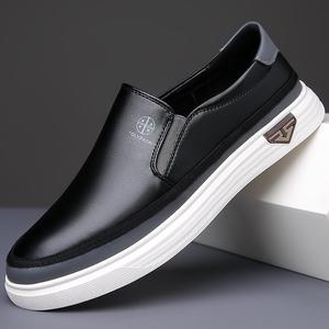 TOLYPACH Loafers Men White Round Toe Slip On Breathable <b>Rubber</b> Sole Casual Shoes - Product Image 2