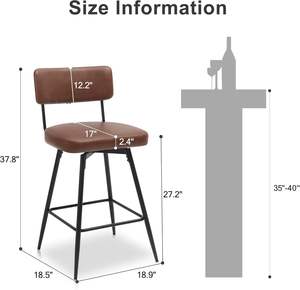 Tabourets <span class=keywords><strong>de</strong></span> <span class=keywords><strong>bar</strong></span> pivotants en similicuir rembourrés modernes nordiques avec cadre en métal pour restaurant pub - Product Image 3