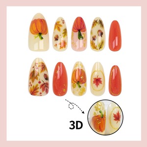 NBL-JX-257 Uñas Postizas 3D de Halloween con Diseño de Calabaza, Hoja de Arce y Bolea, 30 Piezas, Reutilizables, Cobertura Completa, Puntas de Uñas Hechas a Mano - Product Image 5