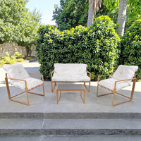 Meubles d'extérieur modernes Ensemble de table à manger en métal confortable à 4 pièces pour patio Loisirs Imperméable Cadre en fer pour hôtel Salon