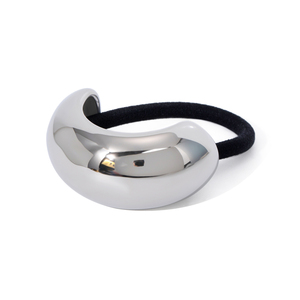 J&D Nuovi Elastici per Capelli alla Moda in Acciaio Inossidabile Dorato, Larghi e Lucidi a Forma di U con Fascia in Gomma Nera per Donne - Product Image 3