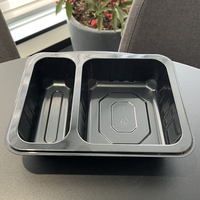 Barquette alimentaire jetable en CPET à 2 compartiments, thermoscellable et compatible four, vente en gros