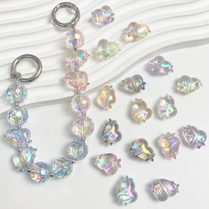 Cuentas acrílicas de corazón cruzado UV de colores transparentes de alto brillo para pulsera DIY, accesorios para collar, materiales hechos a mano - Product Image 1