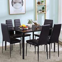 Ensemble de table de salle à manger, 4 pièces, 6 chaise, set de table de salle à manger, 6 sillas, comedor de acer en inox