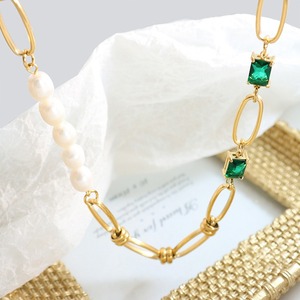 Entle emperemperament eetro mermerald IRCON Resh ater Pearl Ink Hain eckecklace et Ink Hain Pearl IRCON ecklace et racelet - Product Image 3