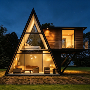 บ้านทรงสามเหลี่ยมโครงสร้างเหล็กทันสมัย ระบายอากาศได้ดี ออกแบบปรับเปลี่ยนได้ พร้อมรับประกัน 1 ปี เหมาะสำหรับโฮมสเตย์ - Product Image 2