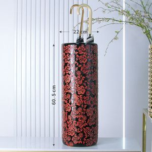 Porta ombrelli fiori rossi S075 porta porta bastone da passeggio in ceramica da 18 pollici supporto per mazze da Golf 23.8 pollici porta pergamena per pittura - Product Image 6