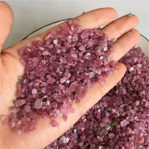 Wholesale price natural pink tourmaline tumbled stone pink quartz gravel chips for decor