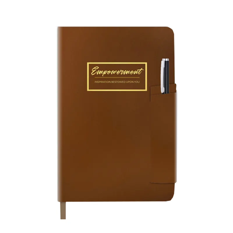 Cuaderno de lujo impreso personalizado impermeable marrón clásico de empresa al por mayor cuadernos personalizados personalizables 2024 planificador