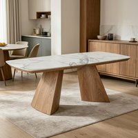 Table à manger OKAY, style nordique, design moderne, table portable avec pieds en MDF, table à manger en placage, ensembles de salle à manger