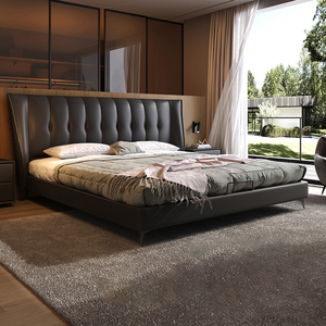 Cao cấp thiết kế khách sạn hiện đại lưu trữ giường bọc gỗ da khung Vua/Nữ Hoàng Kích thước ánh sáng ý khách sạn sang trọng nhà giường - Product Image 4