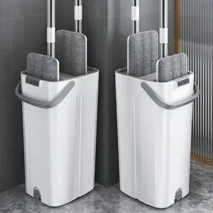 Fábrica al por mayor 360 Magic Microfiber Mop Bucket Set Hands-Free Rectangle Single Steel Pole Bucket para la limpieza del coche - Product Image 1