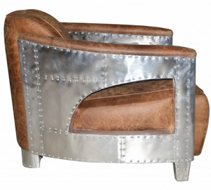 Sillón de Piloto Industrial de Cuero, Tapicería Premium, Diseño Ergonómico y Atemporal, Ideal para Sala de Estar Moderna - Product Image 4