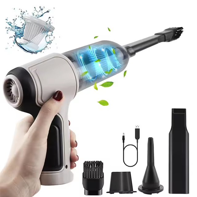 Portable Turbo Handheld Cordless ABS Vacuum Cleaner 9000Pa Suction Wet/Dry for Car & Home Use 120W USB Rechargeable