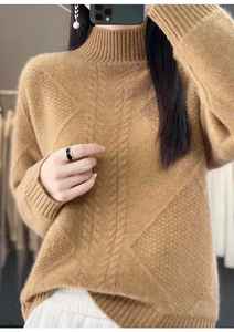 <span class=keywords><strong>เสื้อ</strong></span>สเวตเตอร์ไหม<span class=keywords><strong>พรม</strong></span>คอเต่า<span class=keywords><strong>ครึ่ง</strong></span><span class=keywords><strong>ตัว</strong></span>สีพื้นหนานุ่มสบายสำหรับผู้หญิงใส่ในฤดูหนาว - Product Image 4