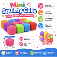 Jouet anti-stress en caoutchouc coloré en forme de cube, à remontée lente, pour enfants et adultes, soulagement de l'anxiété