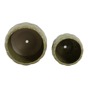 Vasi in ceramica testurizzata per piante da interno ed esterno, set di due fioriere decorative verdi - Product Image 5