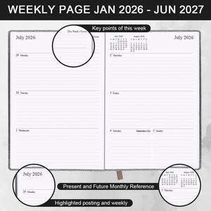 Agenda A5 con Alfabeto Inglés 26-27, Libro de Planificación Simplificado con Correa, Cuaderno de Medio Año Personalizable - Product Image 4