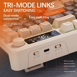 Clavier mécanique sans fil Bluetooth double mode avec touches PBT sphériques, écran d'affichage et bouton rotatif pour le gaming - Product Image 3