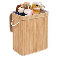 Bonne vente Panier à linge pliable en bambou solide de grande capacité avec couvercle élégant et poignées de transport