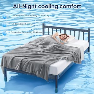 Manta Refrigerante para Personas Calurosas y con <span class=keywords><strong>Sudores</strong></span> Nocturnos, Edredón Refrigerante de Doble Cara para Verano, Tamaño Queen 90 x 90 Pulgadas, Gris - Product Image 2