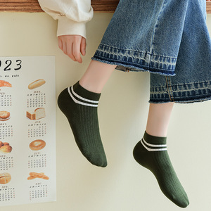 Chaussettes de cheville pour femmes en coton solide, jetables, à motif numérique fantaisie, tricotées, antibactériennes, vente en gros en Chine pour le printemps - Product Image 5