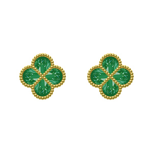 Conjunto de Pulsera y Pendientes de Oro de 18K con Malaquita Verde de Alta Gama para Niñas, Venta al Por Mayor. - Product Image 4