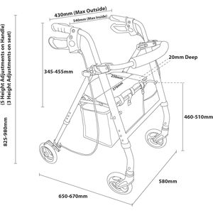 Folding Rollator <b>Walker</b> 4 Wheel Lightweight Aluminum Mobility Aid for Seniors with Seat and Backrest - Product Image 6
