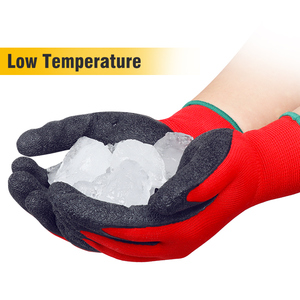 Gants de sécurité en latex enduits de crêpe XINGYU EN388 13 Gauge, antidérapants, rouges, en polyester, gants de travail, paume enduite de latex rouge - Product Image 4