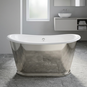 Baignoire autoportante en métal ovale, finition cuivre classique, sans couvercle, pour salle de bain à domicile - Indian Home Crafts - Product Image 1