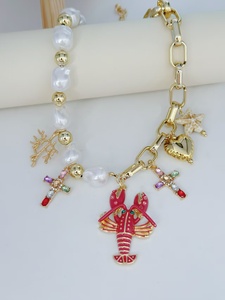 Stylish Ocean Theme <strong>Lobster</strong> Pendant Necklace Cross Starfish Coral Love Charm Decorated Fashion <strong>Jewelry</strong> Party Gift Accessory - Product Image 5