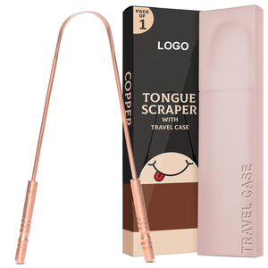 Grattoir à langue en cuivre pur pour adultes Épurateur de langue pour la mauvaise haleine Nettoyeur de langue facile à utiliser pour les soins bucco-dentaires et l'hygiène - Product Image 1