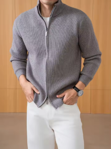 Pulôver de Lã/Viscose Personalizado para Outono e Inverno, Anti-Pilling, Gola Alta, Mangas Longas, Ajuste Slim para Homens - Product Image 4