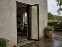 Puerta Plegable Moderna de Aluminio y Vidrio con Aislamiento Térmico, Resistente al Fuego y a la Humedad, Doble Acristalamiento, para Entrada Exterior y Balcón