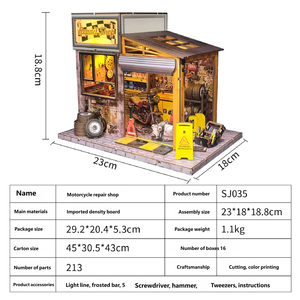Taller de reparación de automóviles Casas de muñecas Rompecabezas de madera 3D, Libro de arquitectura en miniatura ecológico con certificación CE - Product Image 2