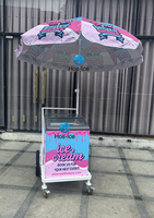 Chariot de vente ambulante pour desserts, glaces italiennes, avec refroidissement direct, 2 portes et 2 étagères, congélateur de présentation pour bâtonnets glacés
